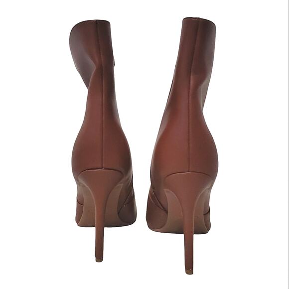 Nine West | NTune Cognac Brown Stiletto Heel Pointed Toe Ankle Booties - Picture 5 of 12